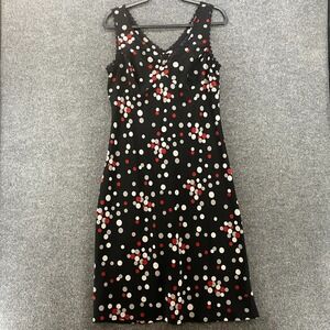 Jonathan Martin Dress Womens 9 Black Polka Dots Midi Babydoll Vintage 90s Y2K